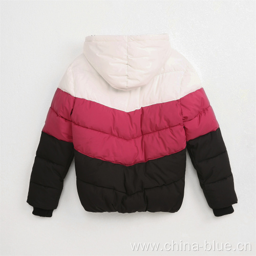 Girl's color block warm bomber jacket